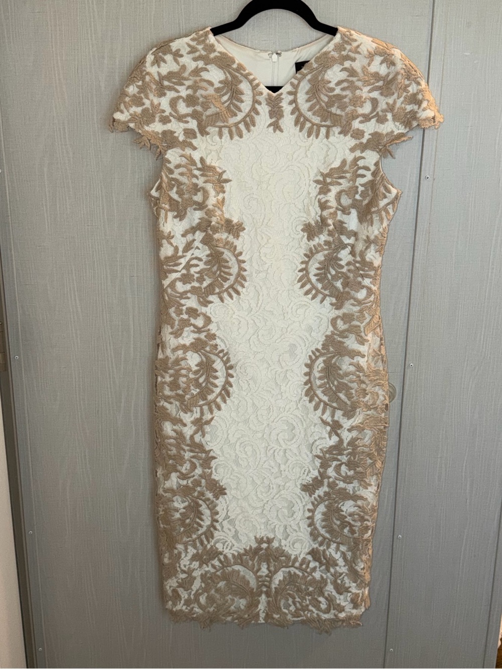 Tadashi Shoji Floral Lace Sheath Dress Cap Sleeve Knee Length Size 14